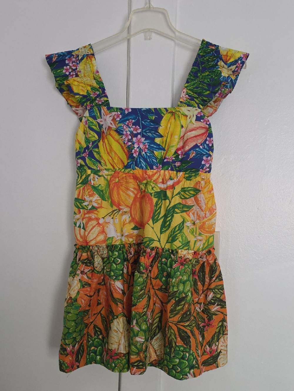 FARM Rio Multicolor Tropical Print Ruffled Strap Dress